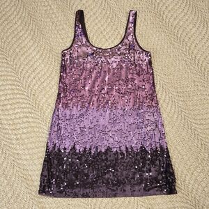 Express Plum Purple Ombre Sequin Dress